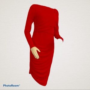 H&M Red Asymmetrical Midi Dress 4